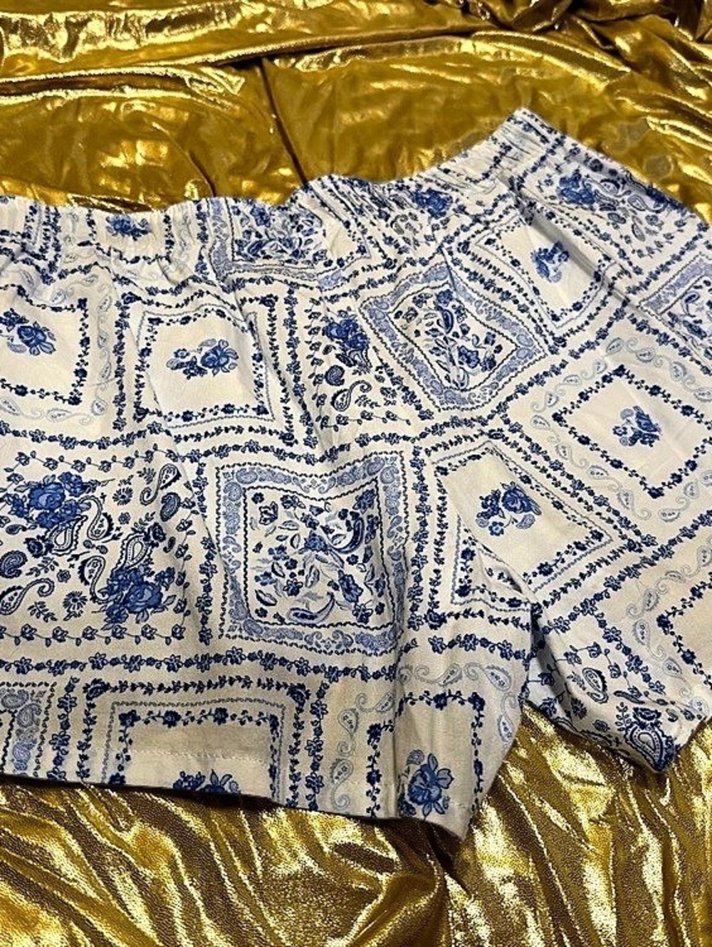 Disney Studios Costume Dept Hollister Boxer Shorts Blue White Paisley M NWT